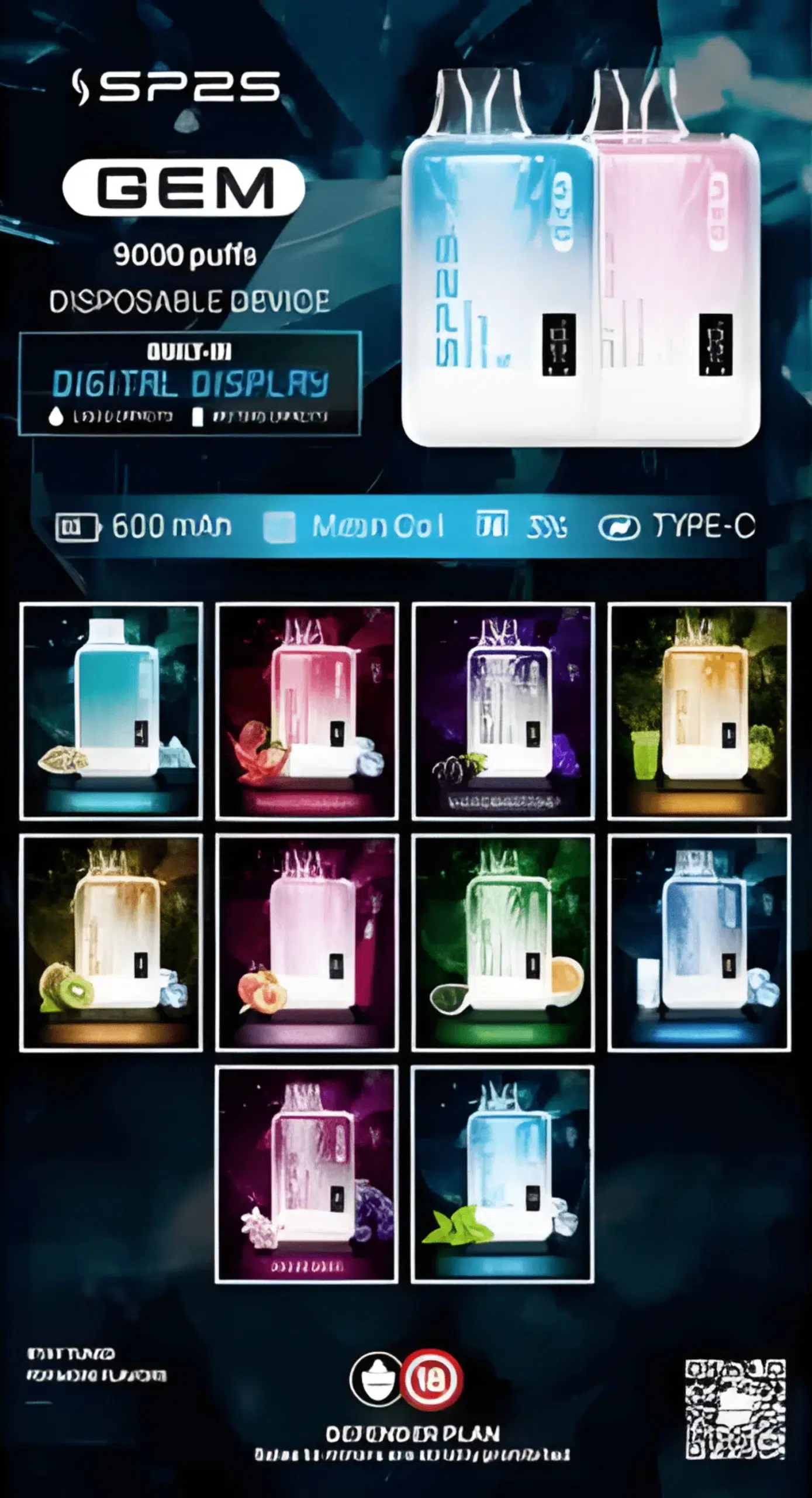 sp2s-9000-puffs-一次性霧化棒-scaled-1.webp 全新上市 SP2S GEM 9000 PUFFS拋棄式電子煙 思博睿一次性煙桿 現貨:圖片 1